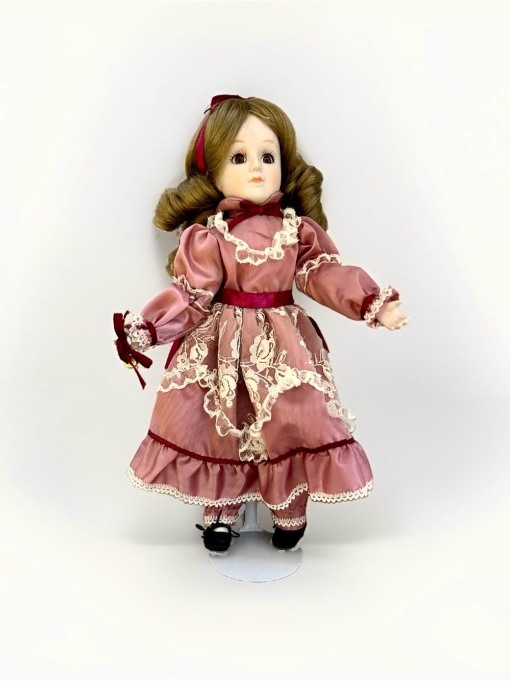 Christmas 12” Porcelain Doll with A Stand
